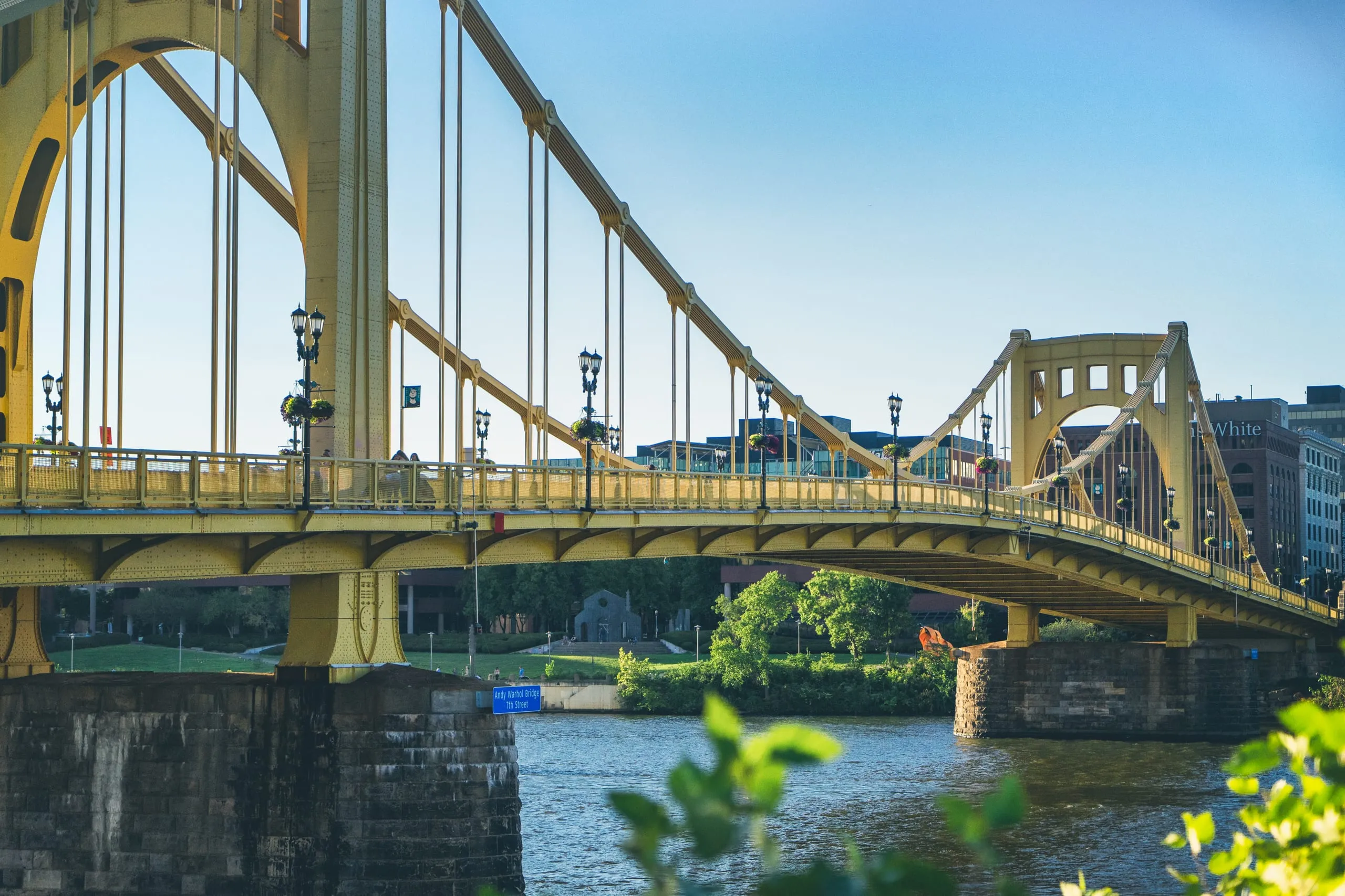 Close detail of riveted steel bridge structure in Pittsburgh